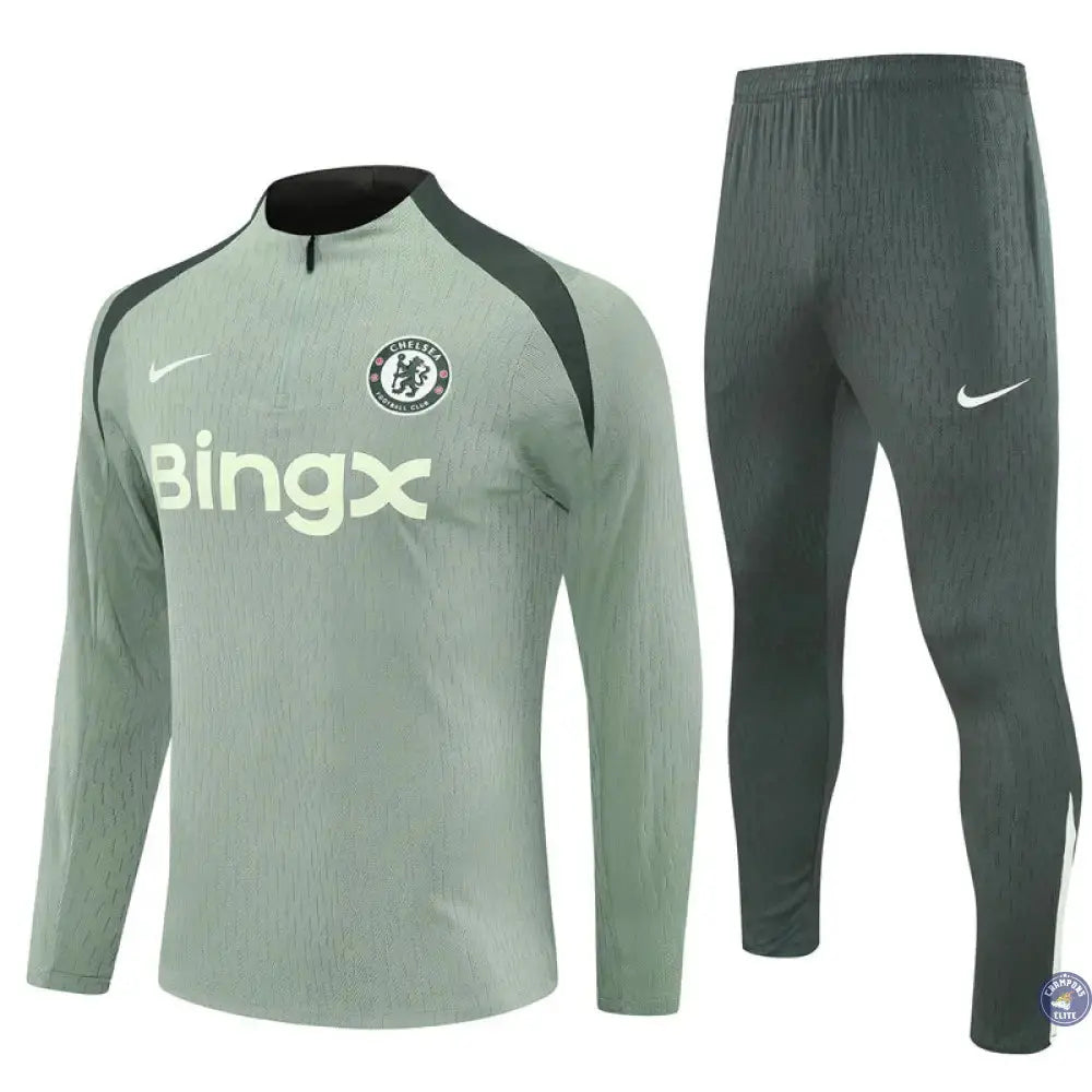 Survêtement d’entraînement demi-zip - Chelsea 2025/2026 - Kaki/Vert Clair