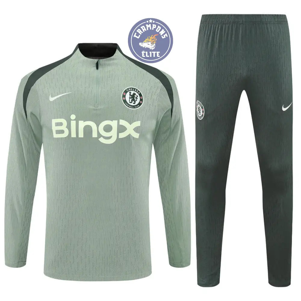 Image of Survêtement d’entraînement demi-zip - Chelsea 2025/2026 - Kaki/Vert Clair