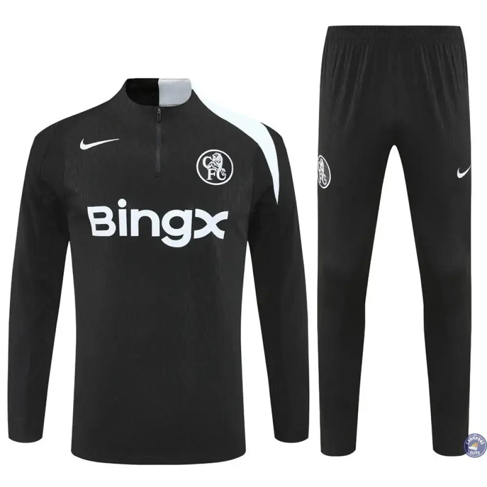 Survêtement d’entraînement demi-zip - Chelsea 2025/2026 - Noir/Blanc