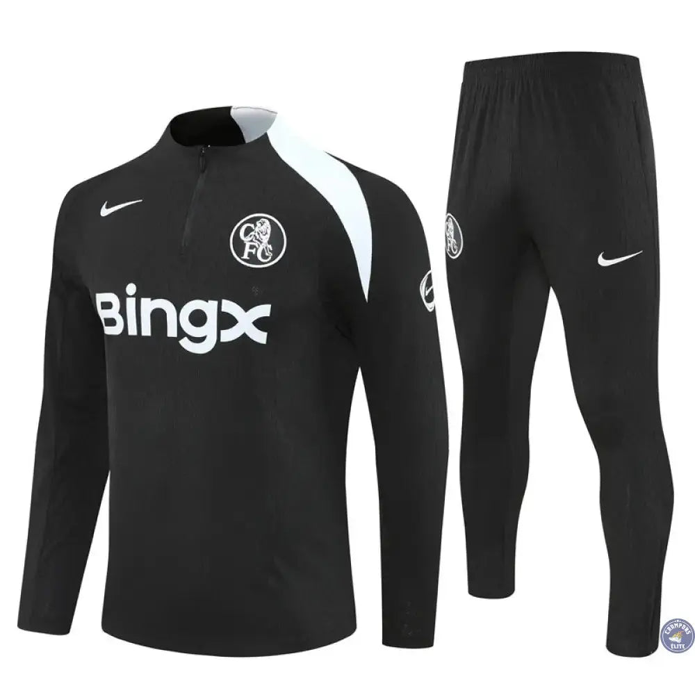 Survêtement d’entraînement demi-zip - Chelsea 2025/2026 - Noir/Blanc