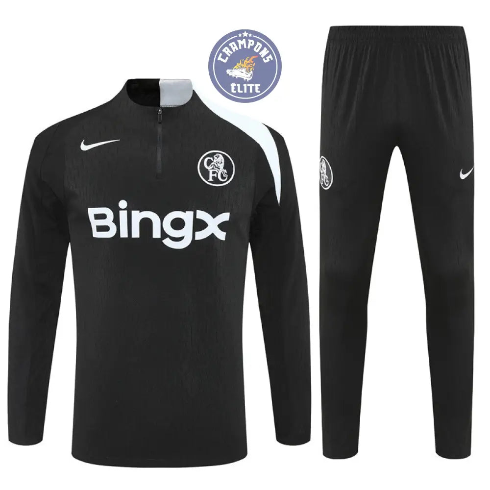 Image of Survêtement d’entraînement demi-zip - Chelsea 2025/2026 - Noir/Blanc