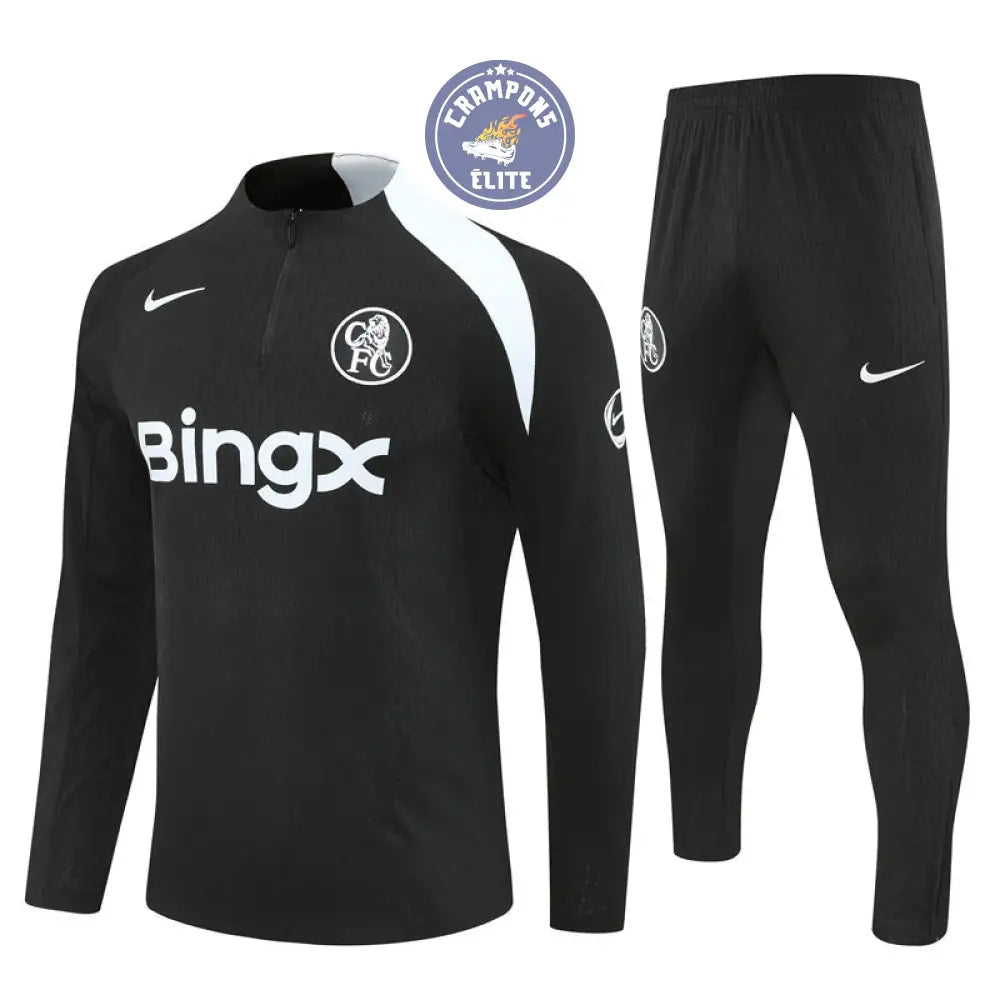 Survêtement d’entraînement demi-zip - Chelsea 2025/2026 - Noir/Blanc