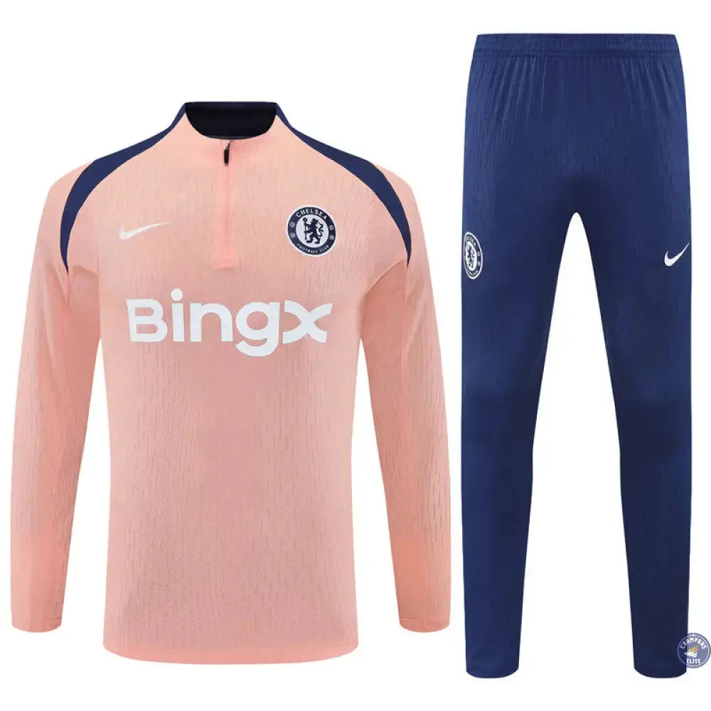 Image of Survêtement d’entraînement demi-zip - Chelsea 2025/2026 - Rose/Bleu Marine