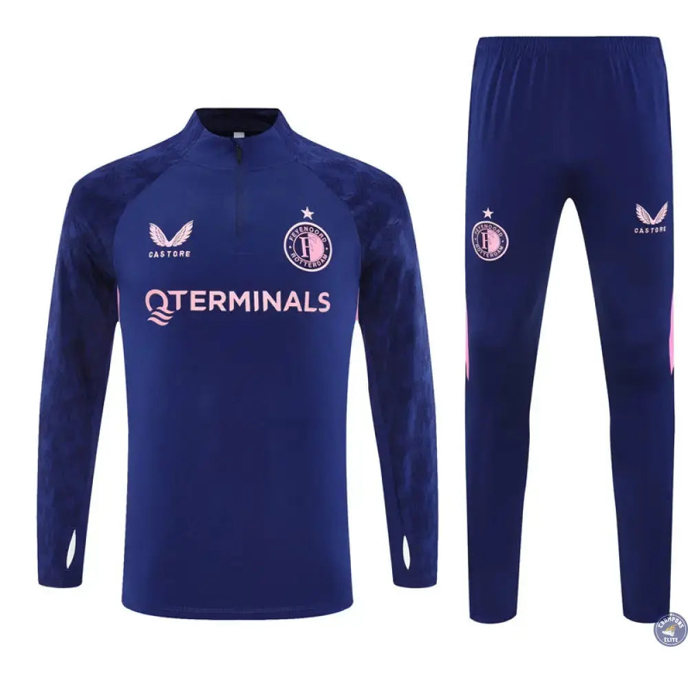 Image of Survêtement d’entraînement demi-zip - Feyenoord 2025/2026 - Bleu/Rose