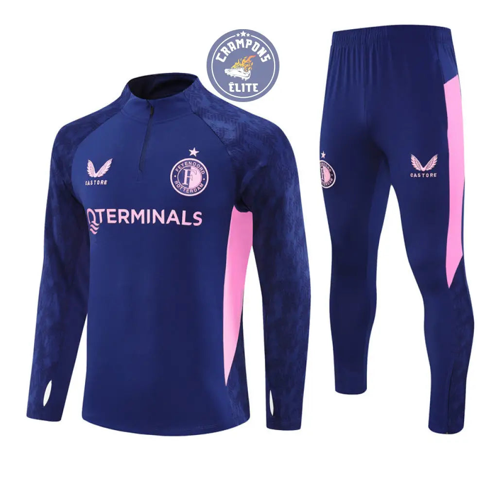 Image of Survêtement d’entraînement demi-zip - Feyenoord 2025/2026 - Bleu/Rose