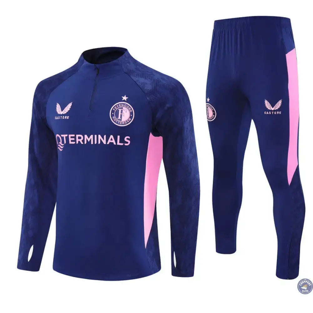 Survêtement d’entraînement demi-zip - Feyenoord 2025/2026 - Bleu/Rose