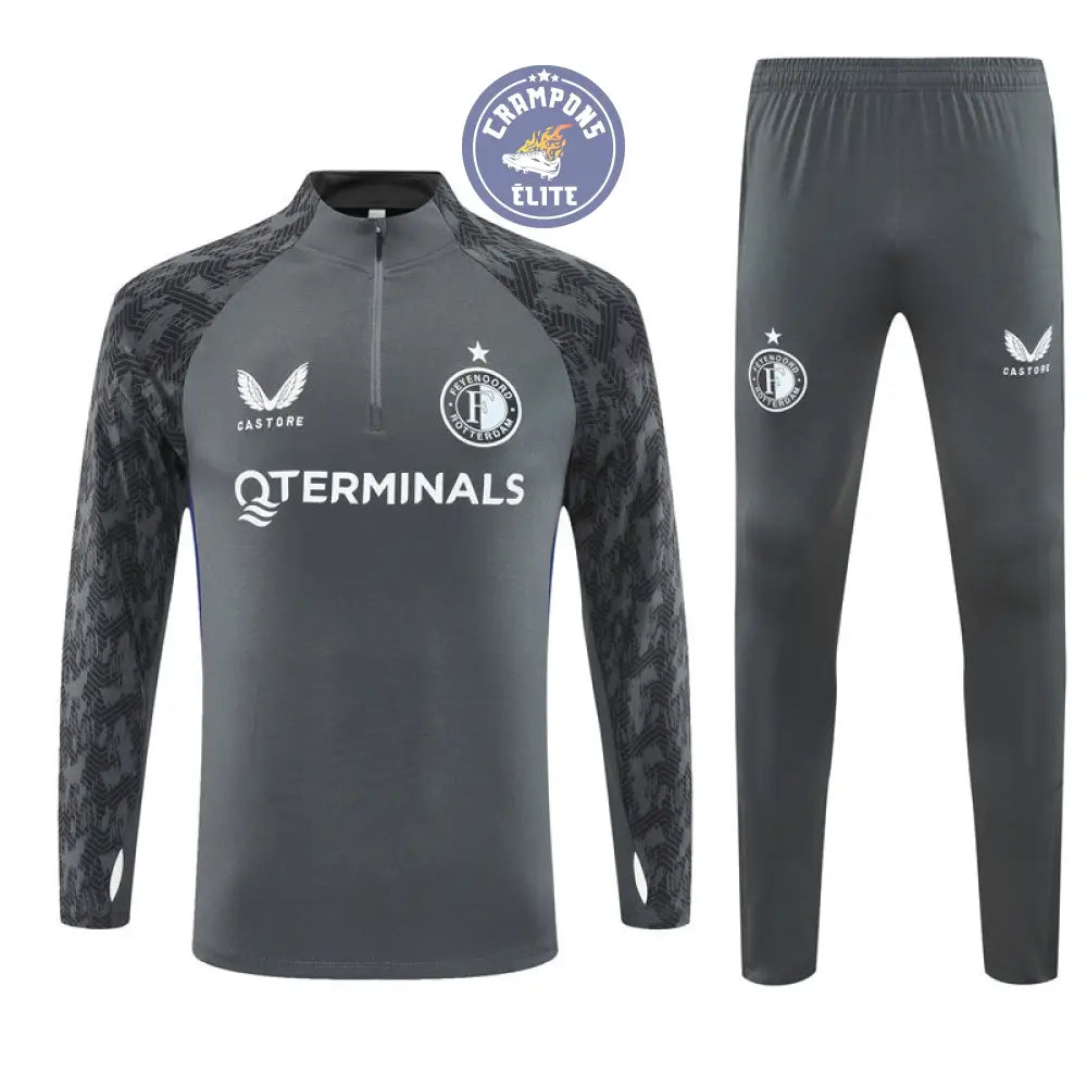 Image of Survêtement d’entraînement demi-zip - Feyenoord 2025/2026 - Gris/Blanc/Noir