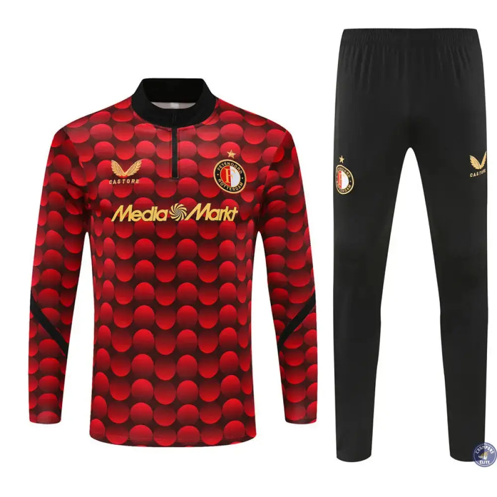 Image of Survêtement Demi-Zip - Feyenoord 2025-2026 - Rouge/Noir