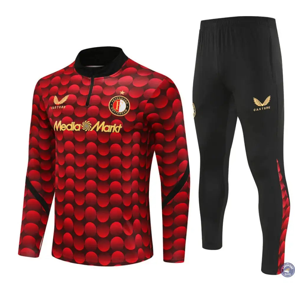 Image of Survêtement Demi-Zip - Feyenoord 2025-2026 - Rouge/Noir