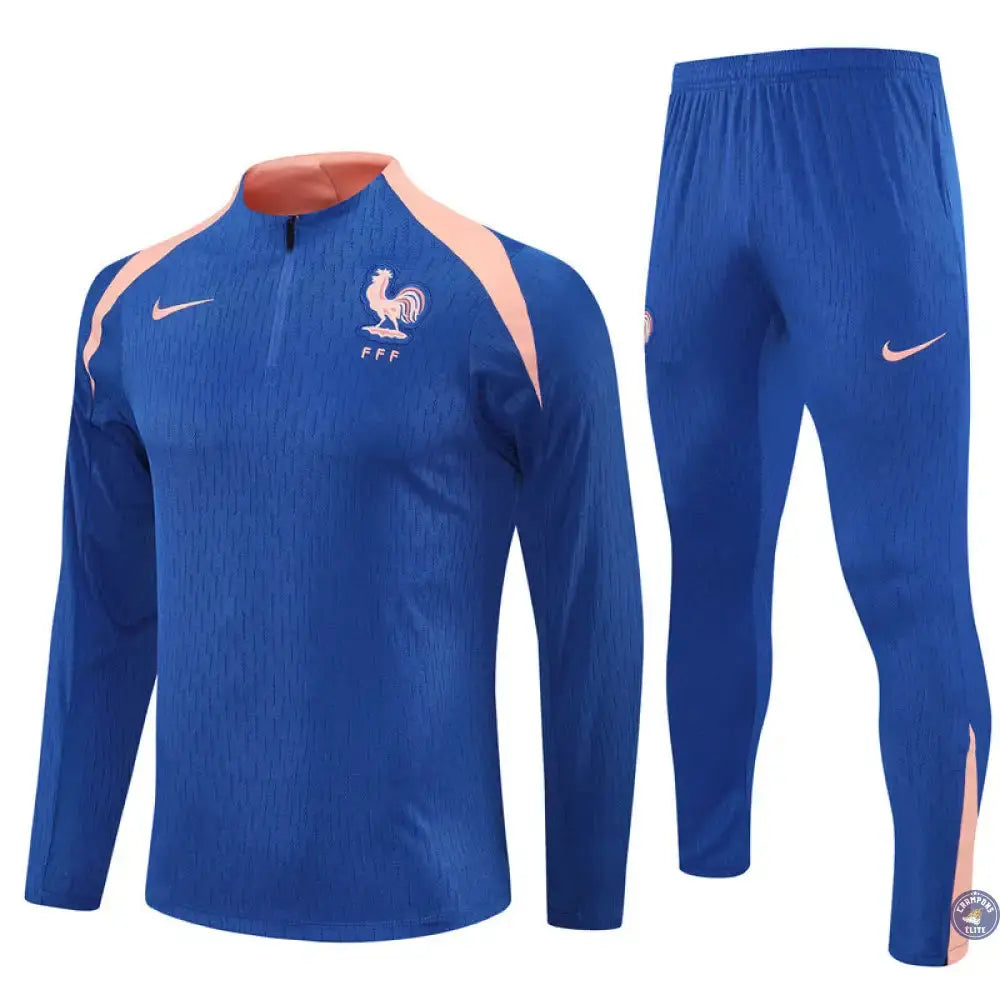 Image of Survêtement d’entraînement demi-zip - France 2025/2026 - Bleu/Rose