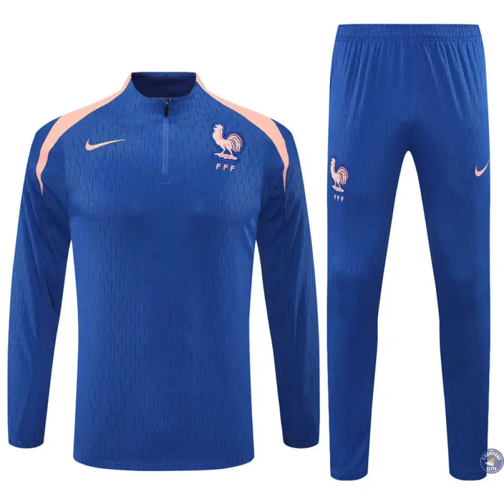 Image of Survêtement d’entraînement demi-zip - France 2025/2026 - Bleu/Rose