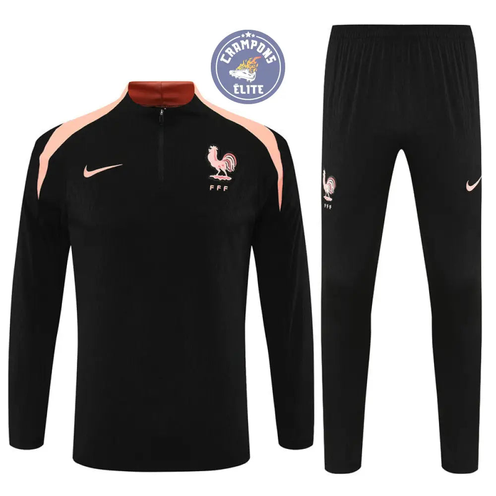 Survêtement d’entraînement demi-zip - France 2025/2026 - Noir/Rose