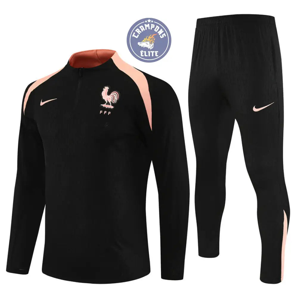 Image of Survêtement d’entraînement demi-zip - France 2025/2026 - Noir/Rose