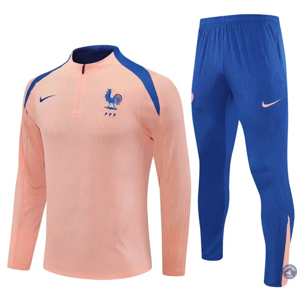 Survêtement d’entraînement demi-zip - France 2025/2026 - Rose/Bleu