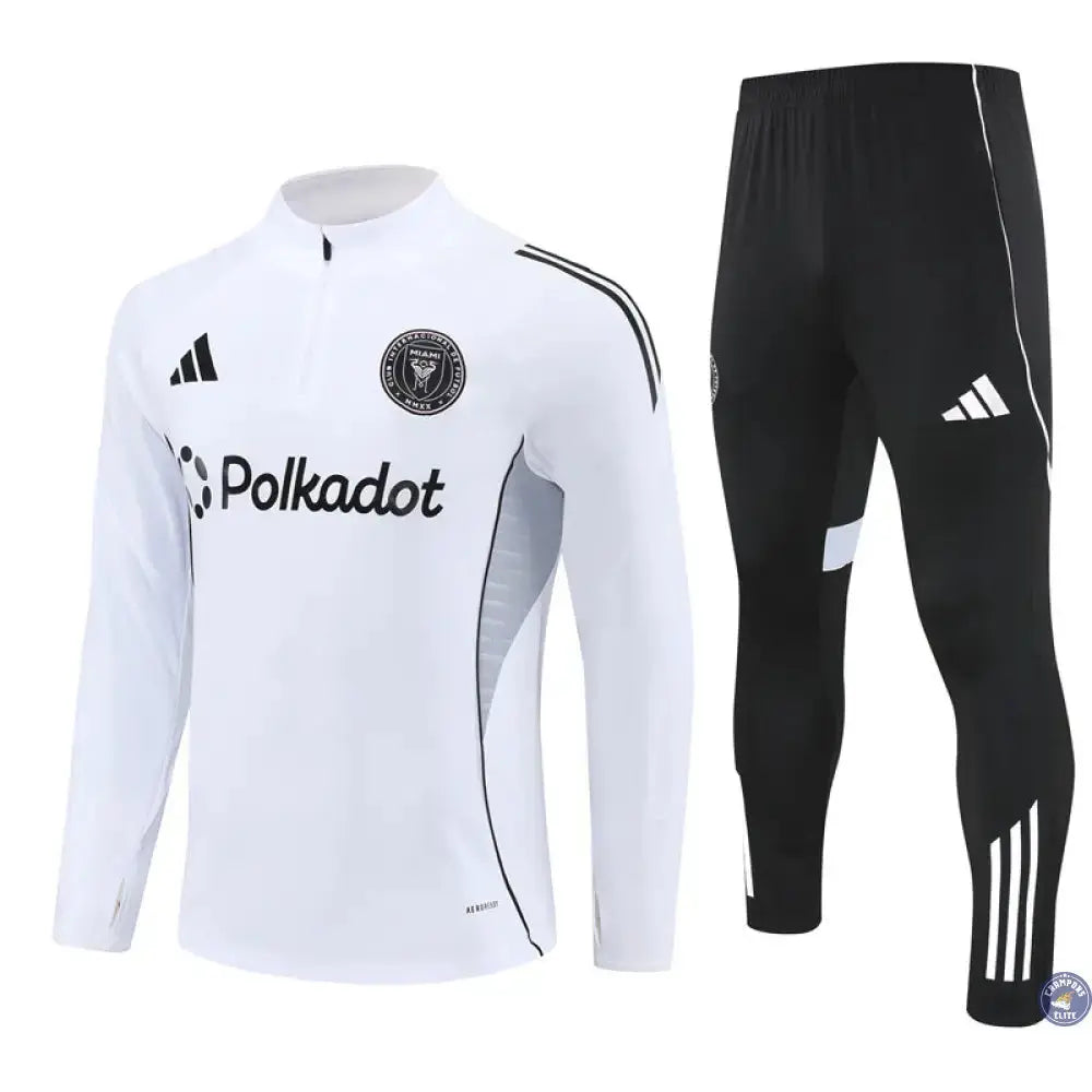 Image of Survêtement d’entraînement demi-zip - Inter Miami 2025/2026 - Blanc/Noir