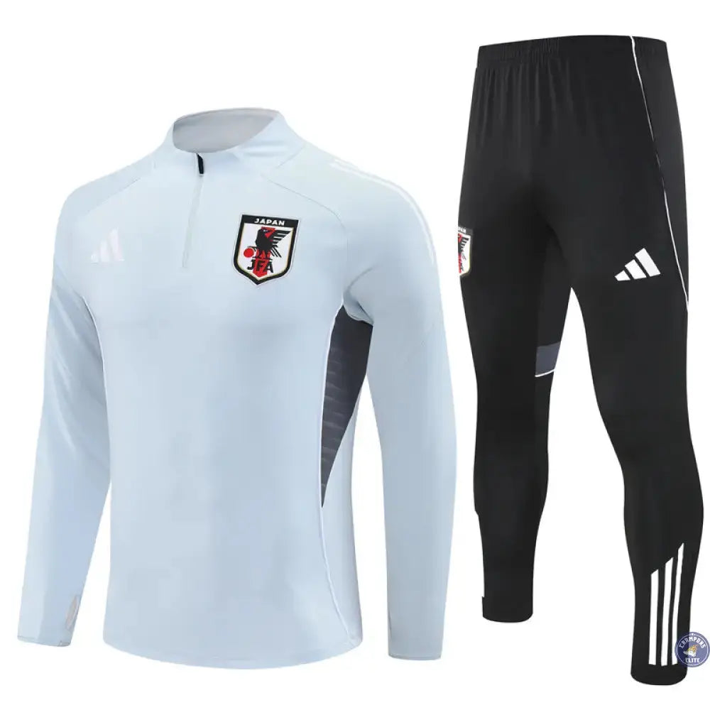 Survêtement d’entraînement demi-zip - Japon 2025/2026 - Gris Bleuté/Noir/Blanc