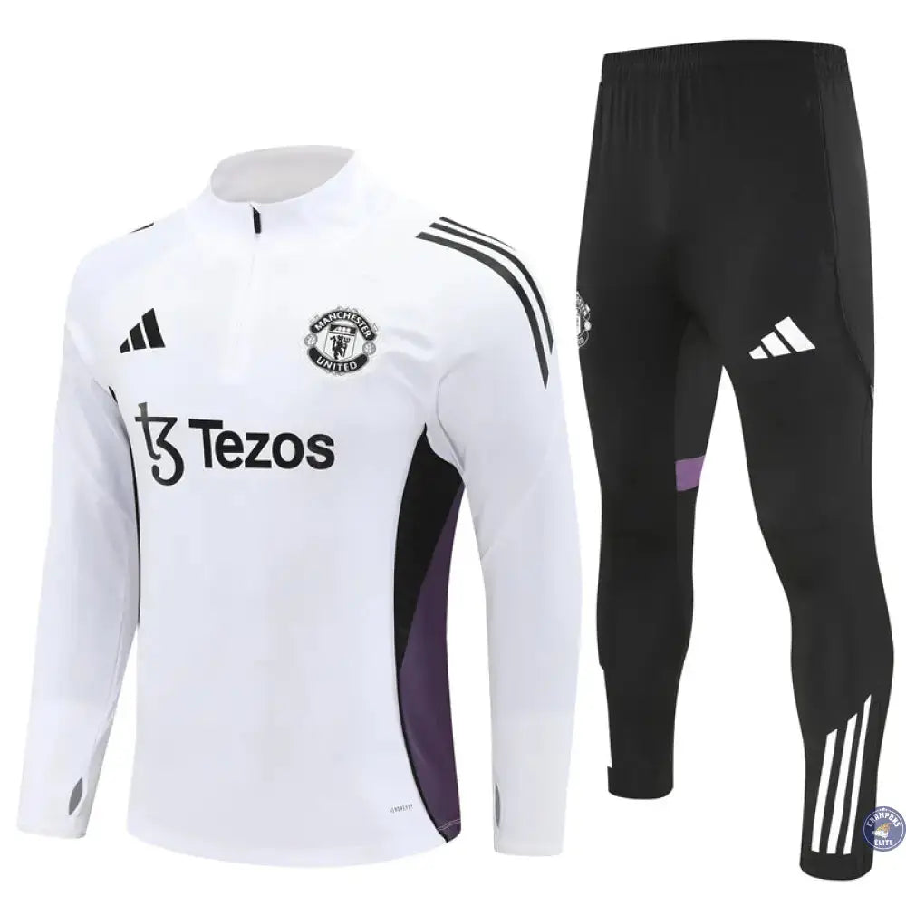 Image of Survêtement d’entraînement demi-zip - Manchester 2025/2026 - Blanc/Noir/Violet