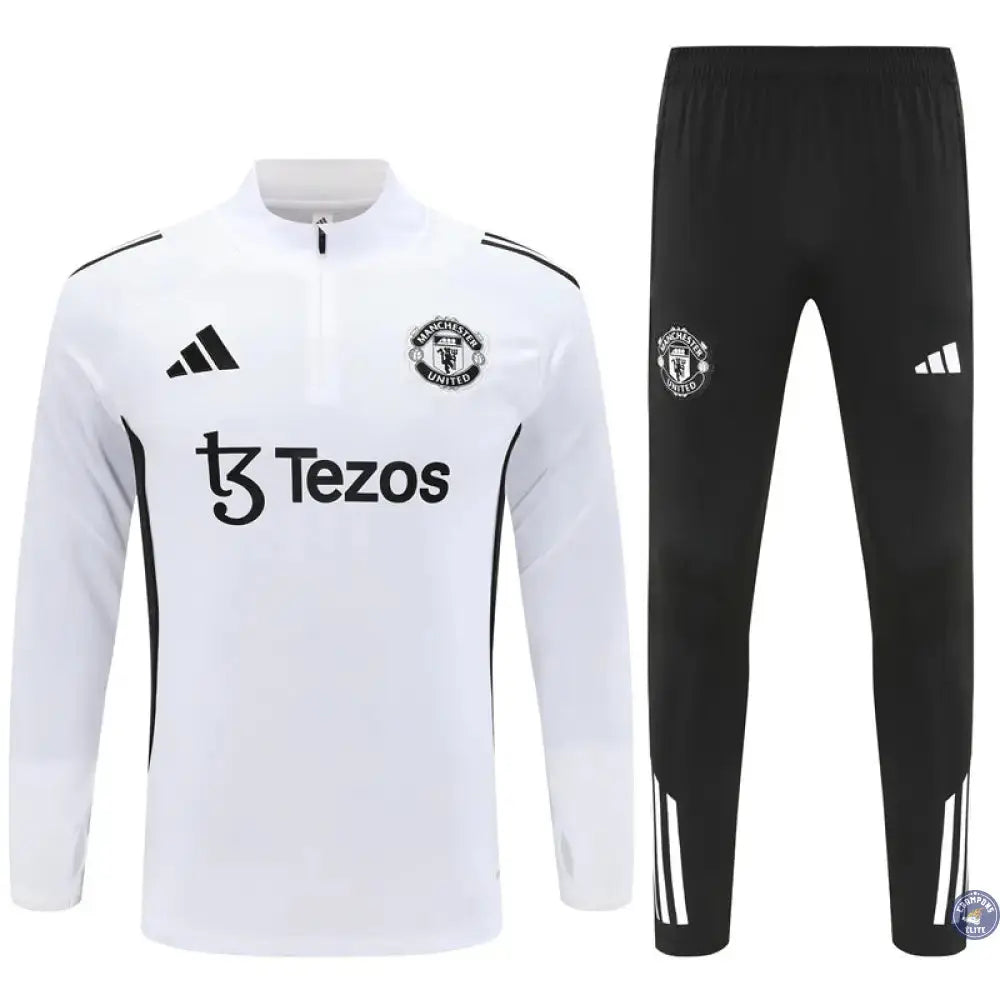 Image of Survêtement d’entraînement demi-zip - Manchester 2025/2026 - Blanc/Noir/Violet