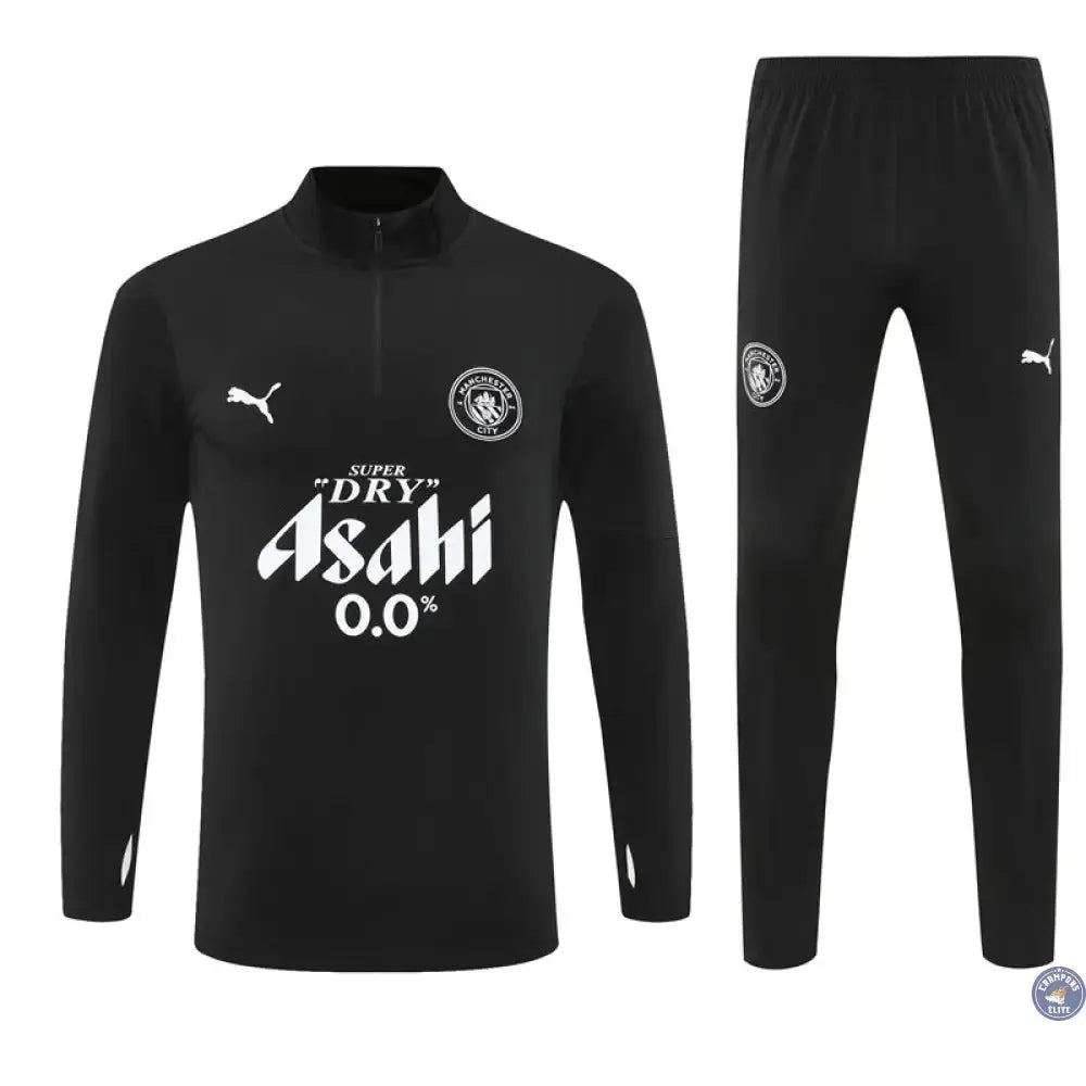 Survêtement d’entraînement demi-zip - Manchester City 2025/2026 - Noir/Blanc