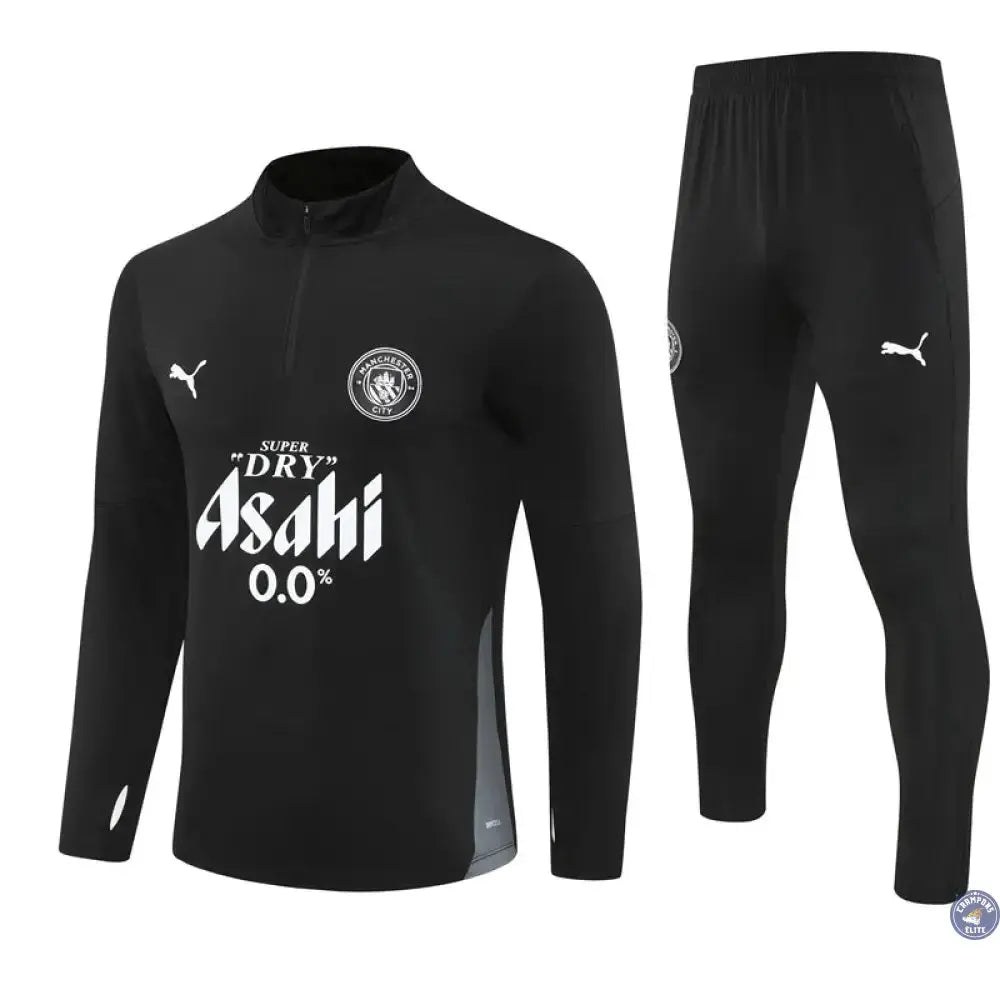 Survêtement d’entraînement demi-zip - Manchester City 2025/2026 - Noir/Blanc