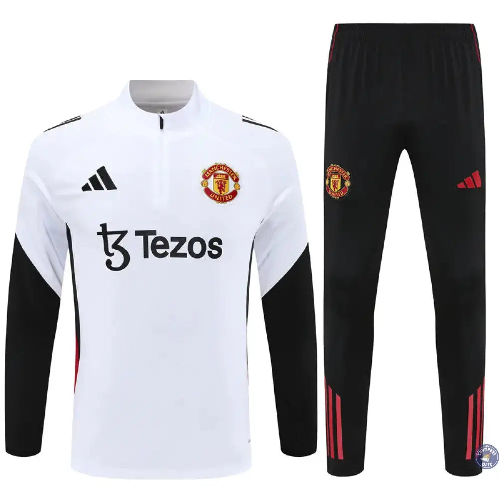 Image of Survêtement d’entraînement demi-zip - Manchester United 2025/2026 - Blanc/Noir/Rouge