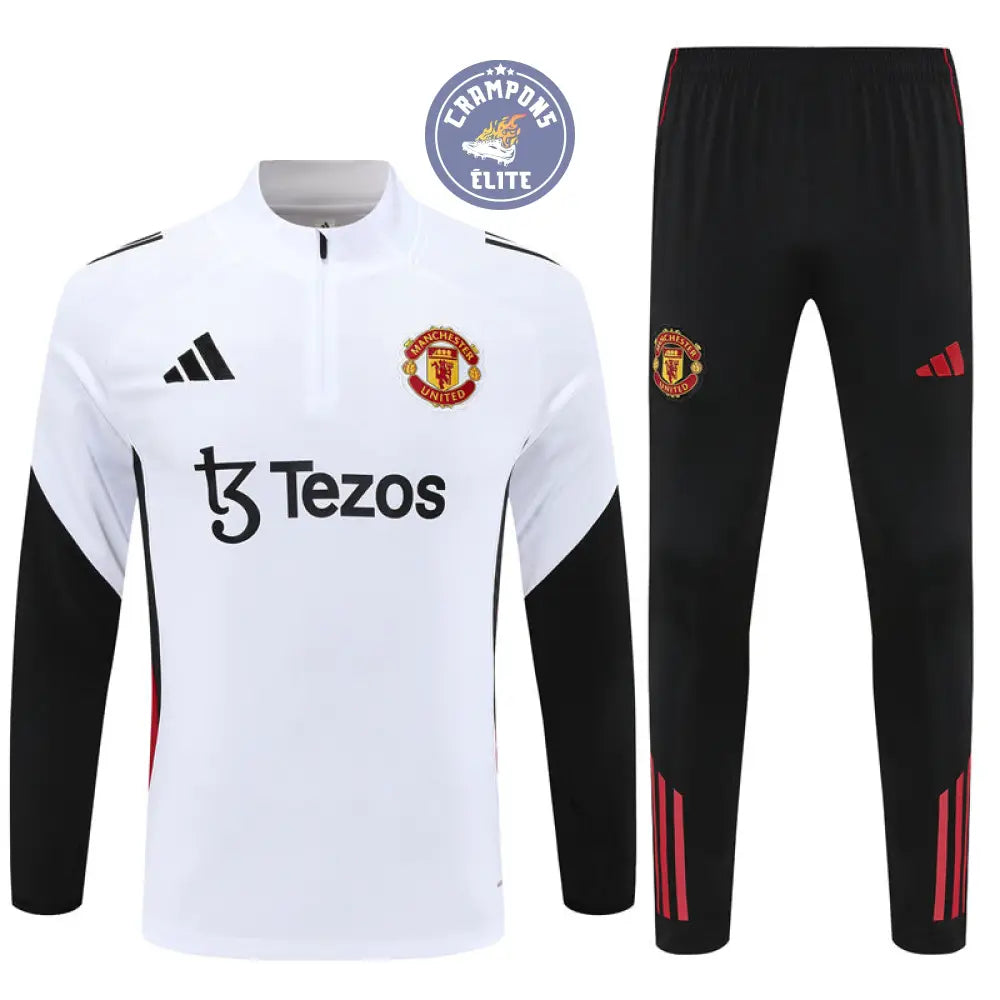 Survêtement d’entraînement demi-zip - Manchester United 2025/2026 - Blanc/Noir/Rouge