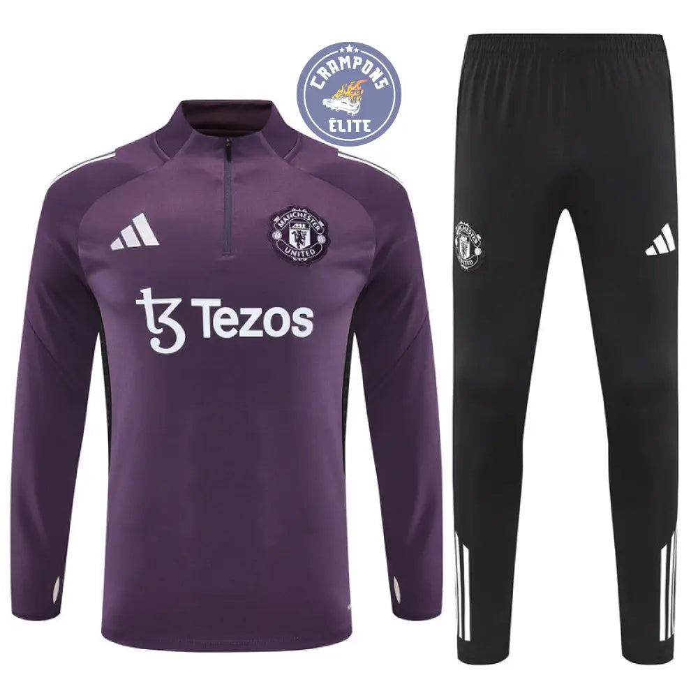 Survêtement d’entraînement demi-zip - Manchester United 2025/2026 - Bordeaux/Noir/Blanc
