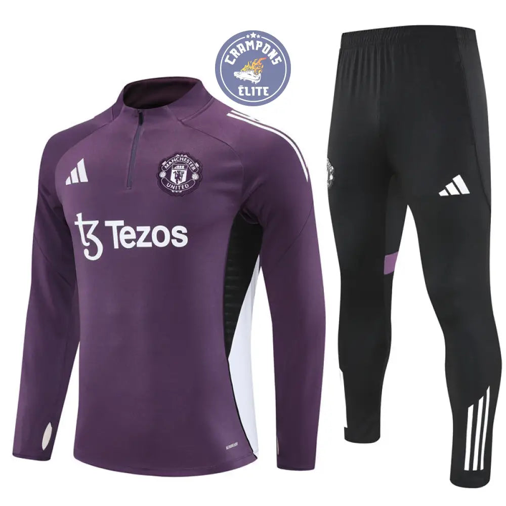 Image of Survêtement d’entraînement demi-zip - Manchester United 2025/2026 - Bordeaux/Noir/Blanc