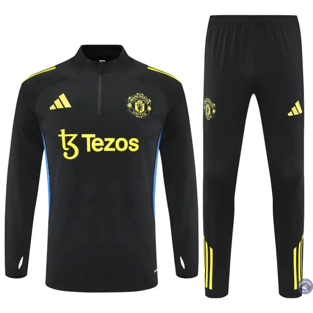 Image of Survêtement d’entraînement demi-zip - Manchester United 2025/2026 - Noir/Bleu/Jaune
