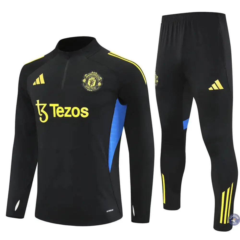 Survêtement d’entraînement demi-zip - Manchester United 2025/2026 - Noir/Bleu/Jaune