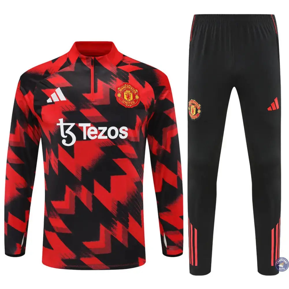 Image of Survêtement d’entraînement demi-zip - Manchester United 2025/2026 - Noir/Rouge