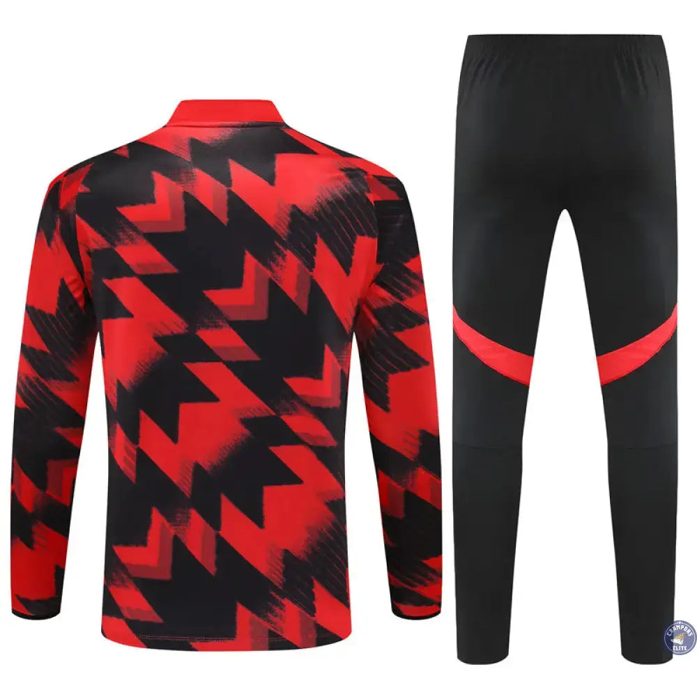 Survêtement d’entraînement demi-zip - Manchester United 2025/2026 - Noir/Rouge