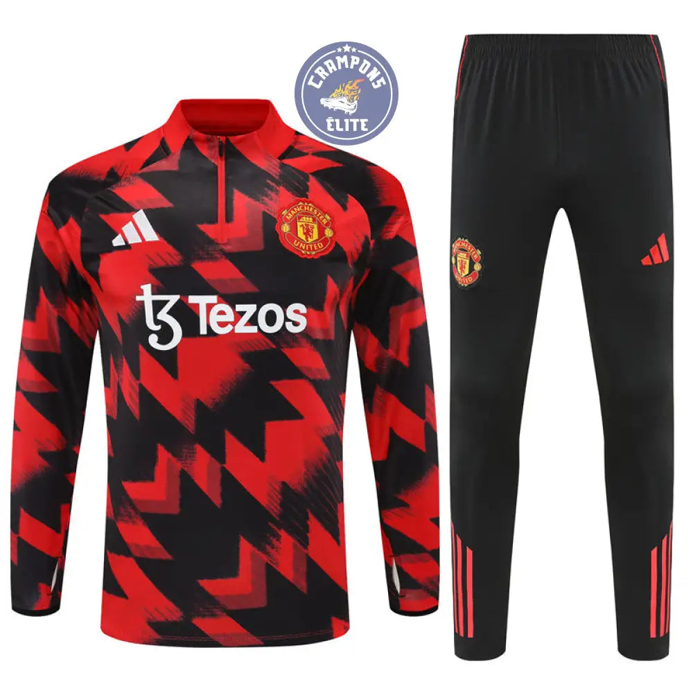 Survêtement d’entraînement demi-zip - Manchester United 2025/2026 - Noir/Rouge