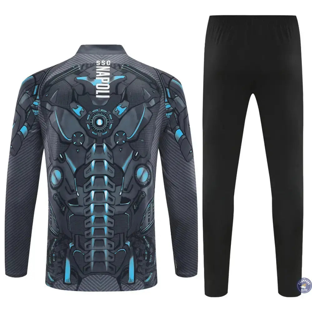 Survêtement d’entraînement demi-zip - Naples 2025/2026 - Gris/Noir/Bleu Ciel