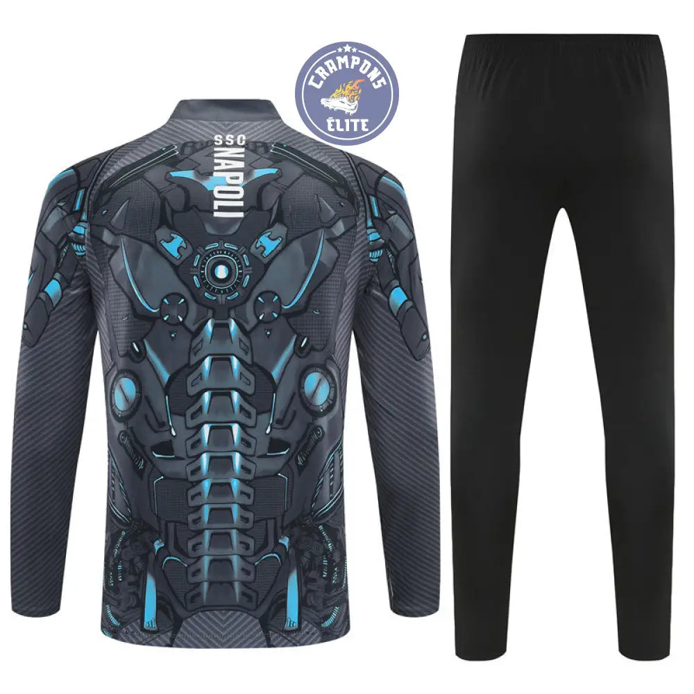 Image of Survêtement d’entraînement demi-zip - Naples 2025/2026 - Gris/Noir/Bleu Ciel