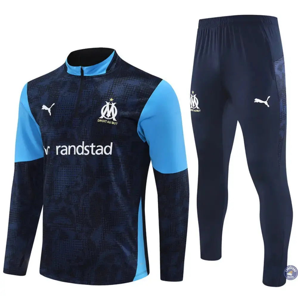 Image of Survêtement d’entraînement demi-zip - OM 2025/2026 - Bleu/Bleu Ciel
