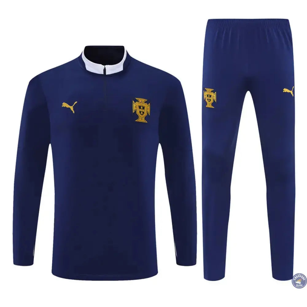 Survêtement d’entraînement demi-zip - Portugal 2025/2026 - Bleu Marine/Blanc/Or