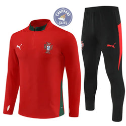 Image of Survêtement d’entraînement demi-zip - Portugal 2025/2026 - Rouge/Noir/Vert