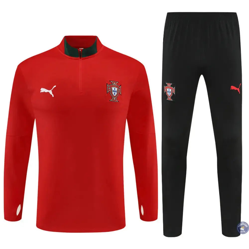 Survêtement d’entraînement demi-zip - Portugal 2025/2026 - Rouge/Noir/Vert