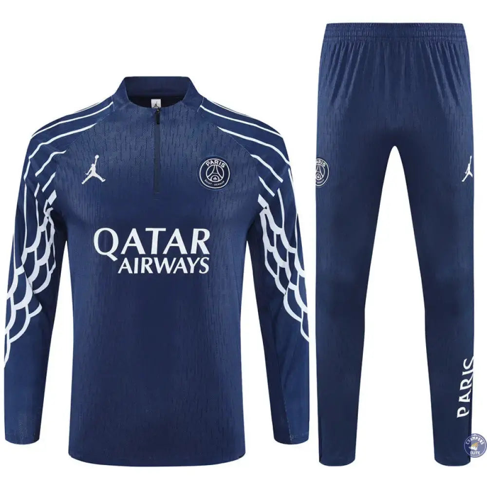 Survêtement d’entraînement demi-zip - PSG 2025/2026 - à rayures Bleu Marine/Blanc