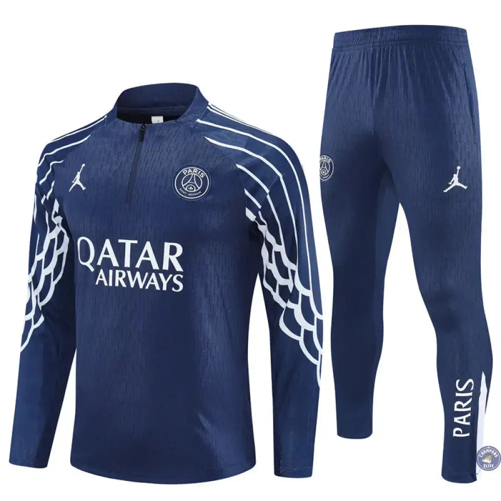 Survêtement d’entraînement demi-zip - PSG 2025/2026 - à rayures Bleu Marine/Blanc