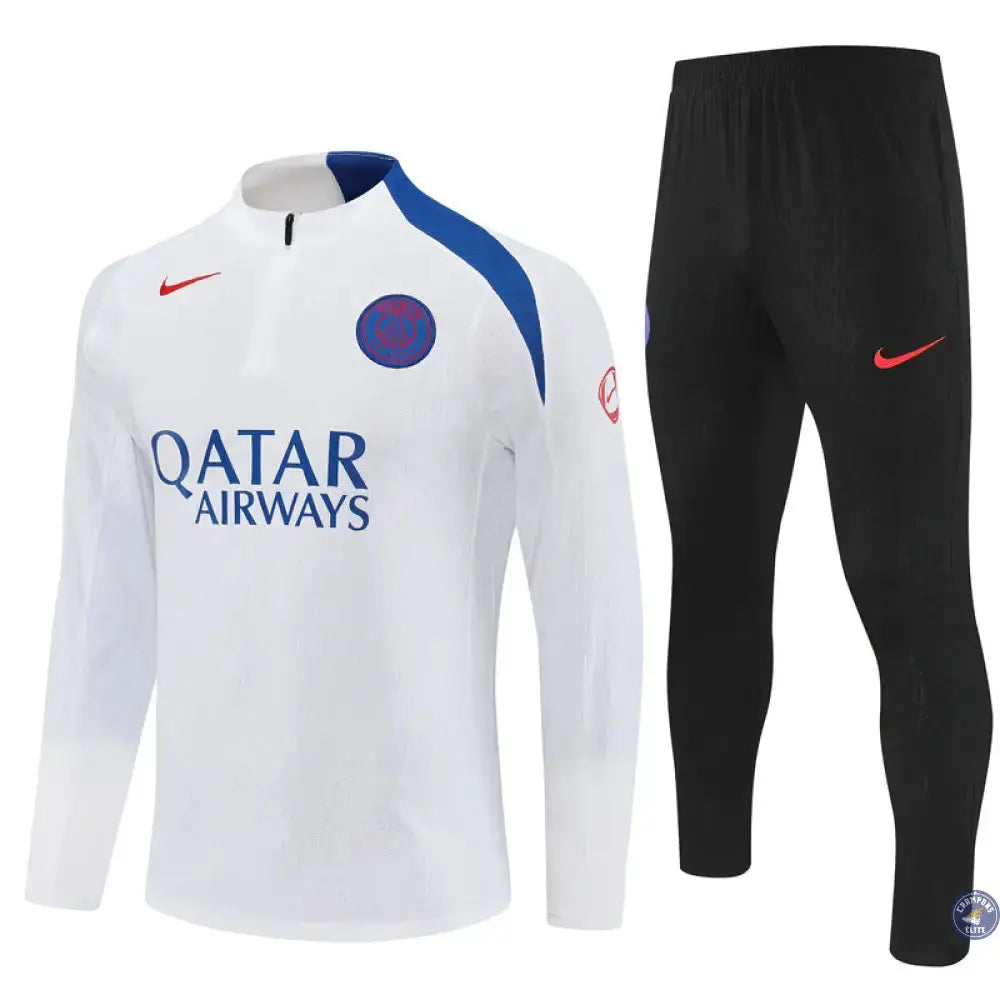 Survêtement d’entraînement demi-zip - PSG 2025/2026 - Blanc/Bleu/Noir
