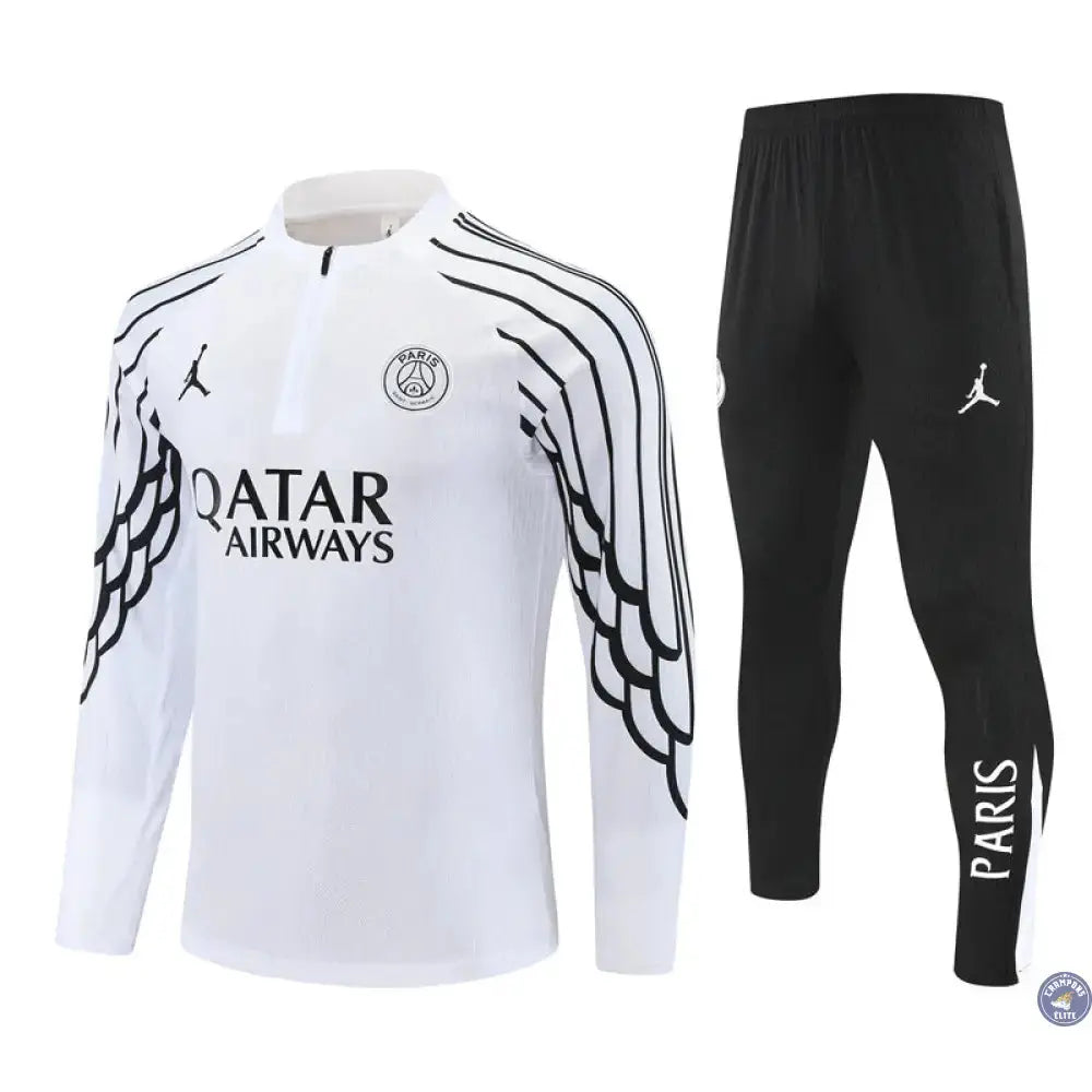 Survêtement d’entraînement demi-zip - PSG 2025/2026 - Blanc/Noir