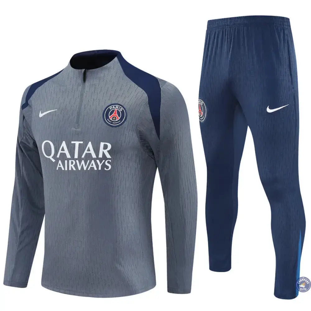 Image of Survêtement d’entraînement demi-zip - PSG 2025/2026 -Gris/Bleu Marine