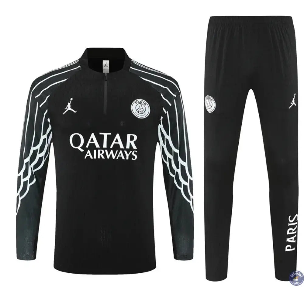 Image of Survêtement d’entraînement demi-zip - PSG 2025/2026 - Noir/Blanc