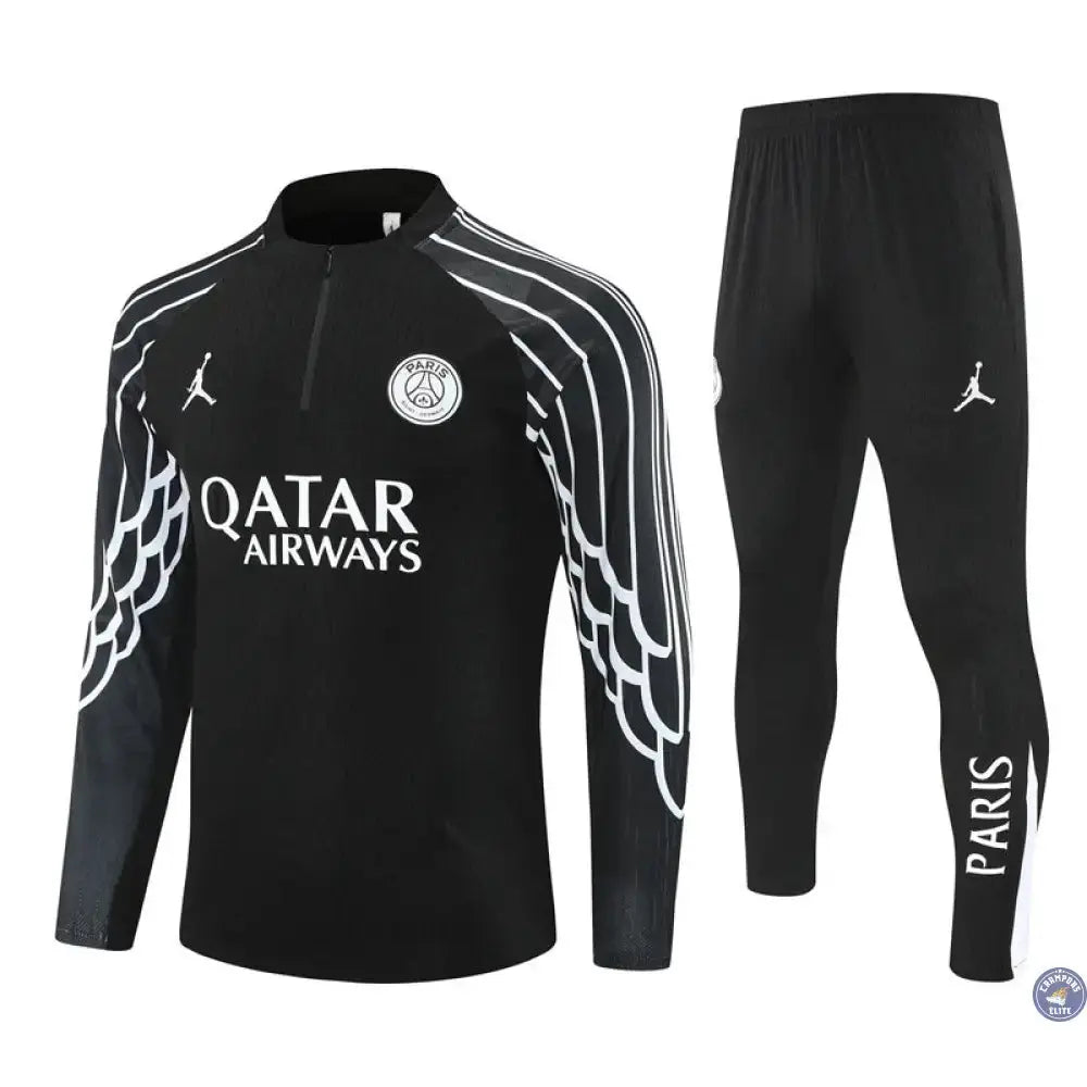 Survêtement d’entraînement demi-zip - PSG 2025/2026 - Noir/Blanc