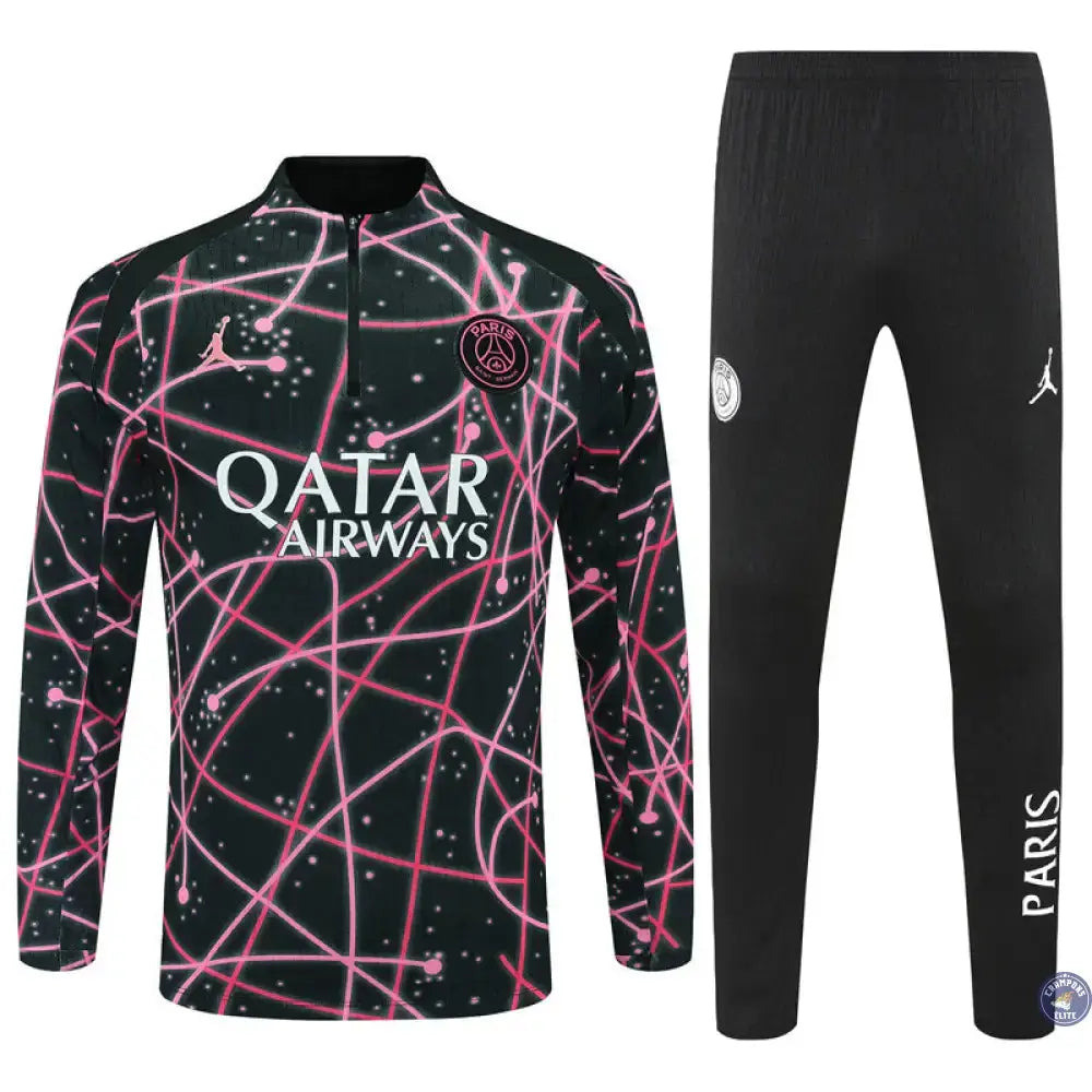Image of Survêtement d’entraînement demi-zip - PSG 2025/2026 - Noir/Rose/Blanc