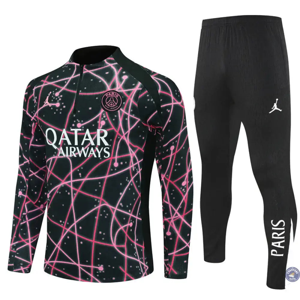 Image of Survêtement d’entraînement demi-zip - PSG 2025/2026 - Noir/Rose/Blanc