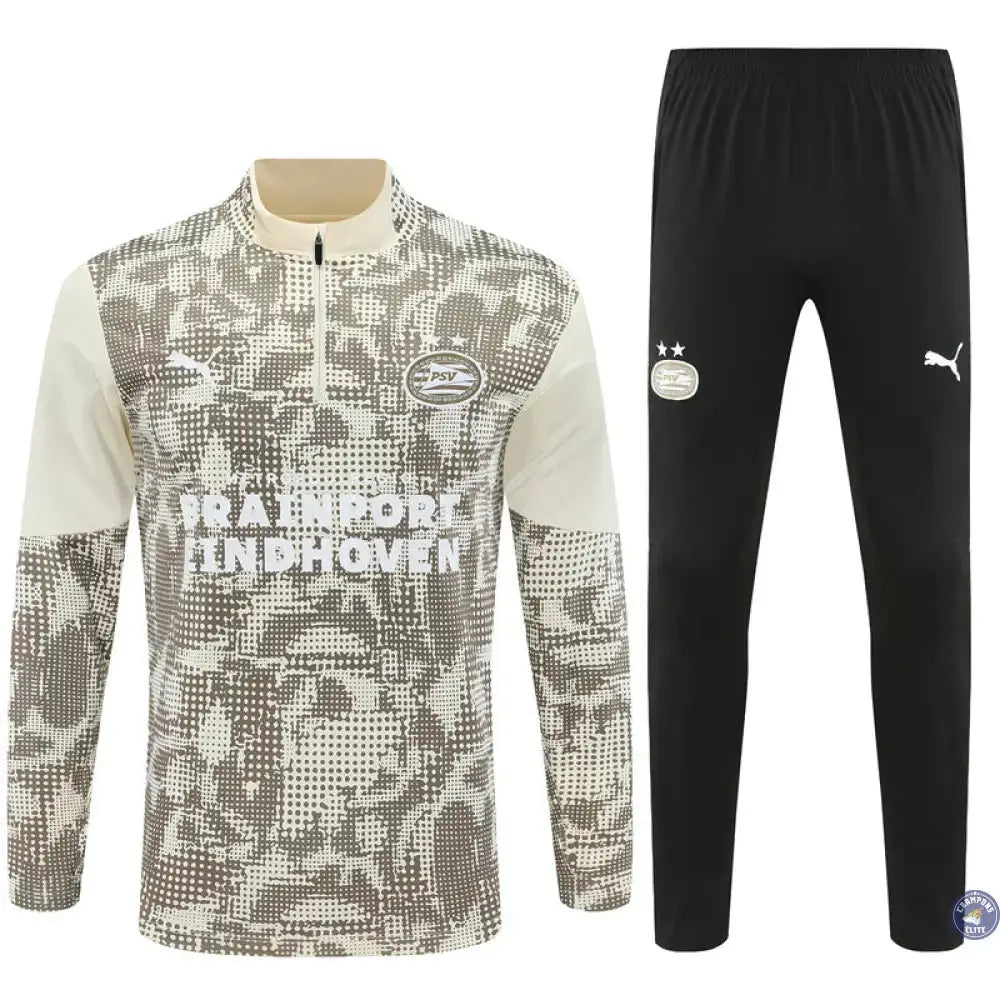 Survêtement d’entraînement demi-zip - PSV 2025/2026 - Beige/Kaki/Noir/Blanc