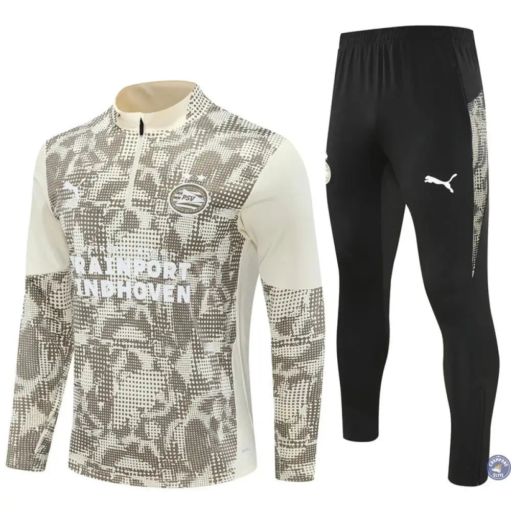 Image of Survêtement d’entraînement demi-zip - PSV 2025/2026 - Beige/Kaki/Noir/Blanc